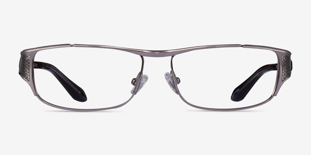 Pro Gunmetal Black Red MetalEyeglass Frames from EyeBuyDirect, Front View