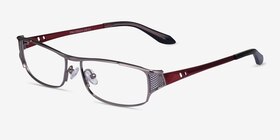 Pro Gunmetal Black Red Métal Montures de lunettes de vue d'EyeBuyDirect, Vue d'Angle