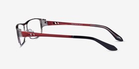 Pro Gunmetal Black Red Métal Montures de lunettes de vue d'EyeBuyDirect, Vue de Côté
