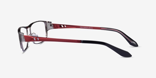 Pro Gunmetal Black Red MetalEyeglass Frames from EyeBuyDirect, Side View