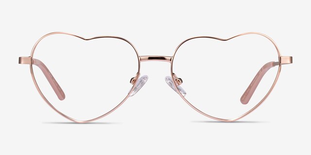 Dear Shiny Rose Gold MetalEyeglass Frames from EyeBuyDirect, Front View