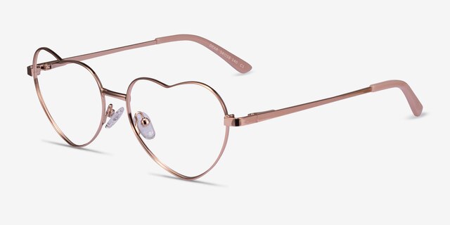 Dear Shiny Rose Gold MetalEyeglass Frames from EyeBuyDirect, Angle View
