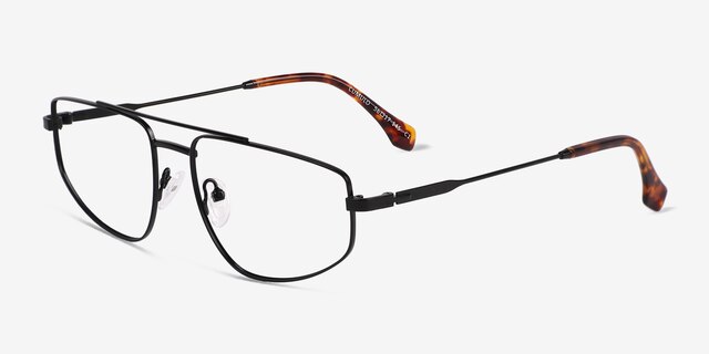 Cumulo Matt Black MetalEyeglass Frames from EyeBuyDirect, Angle View
