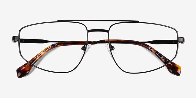 Cumulo Matt Black MetalEyeglass Frames from EyeBuyDirect, Closed View