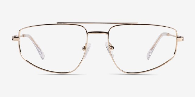 Cumulo Shiny Gold MetalEyeglass Frames from EyeBuyDirect, Front View