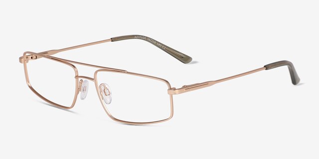 Altitude Satin Gold MetalEyeglass Frames from EyeBuyDirect, Angle View