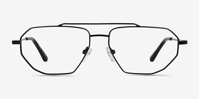 Foxtrot Shiny Black Tortoise MetalEyeglass Frames from EyeBuyDirect, Front View