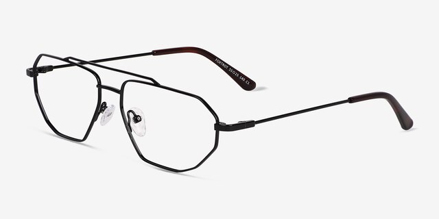 Foxtrot Shiny Black Tortoise MetalEyeglass Frames from EyeBuyDirect, Angle View