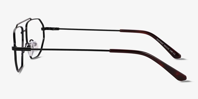 Foxtrot Shiny Black Tortoise MetalEyeglass Frames from EyeBuyDirect, Side View