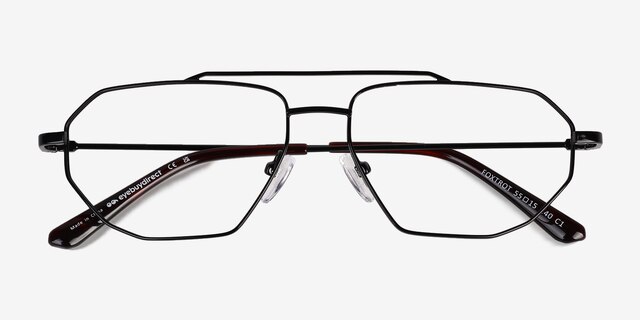 Foxtrot Shiny Black Tortoise MetalEyeglass Frames from EyeBuyDirect, Closed View