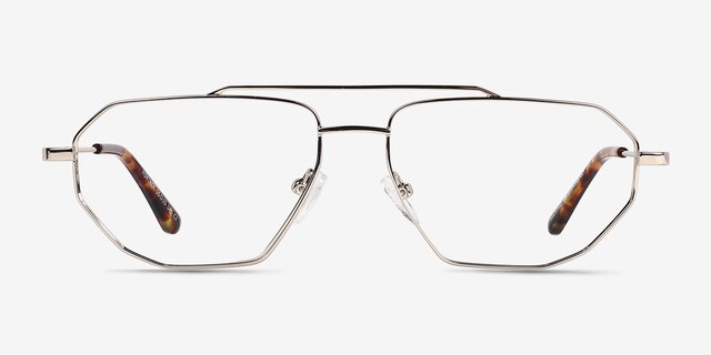Foxtrot Shiny Gold Spotty Tortoise MetalEyeglass Frames from EyeBuyDirect, Front View