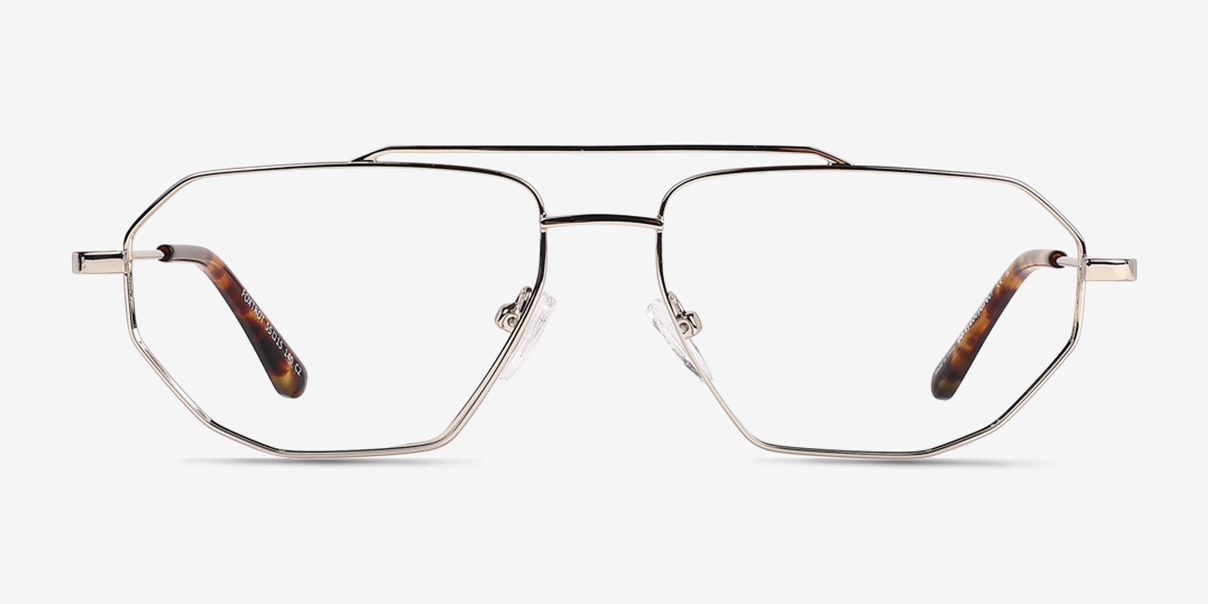 Foxtrot Aviator Shiny Gold Spotty Tortoise Full Rim Eyeglasses ...