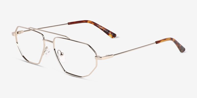 Foxtrot Shiny Gold Spotty Tortoise MetalEyeglass Frames from EyeBuyDirect, Angle View
