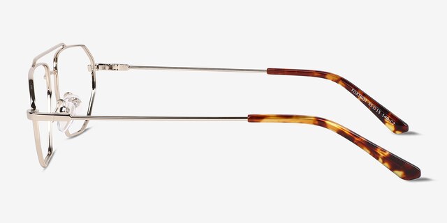 Foxtrot Shiny Gold Spotty Tortoise MetalEyeglass Frames from EyeBuyDirect, Side View