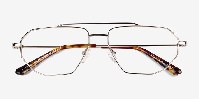 Foxtrot Shiny Gold Spotty Tortoise MetalEyeglass Frames from EyeBuyDirect, Closed View