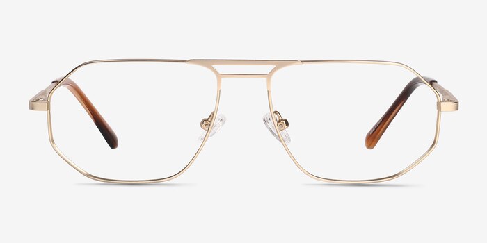 Quebec Matte Gold Metal Eyeglass Frames from EyeBuyDirect