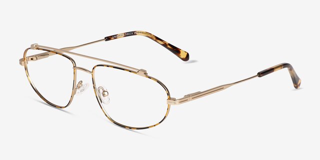 Uniform Satin Gold MétalMontures de lunettes de vue d'EyeBuyDirect, Vue d'Angle