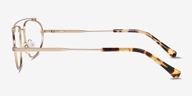 Uniform Satin Gold MétalMontures de lunettes de vue d'EyeBuyDirect, Vue de Côté