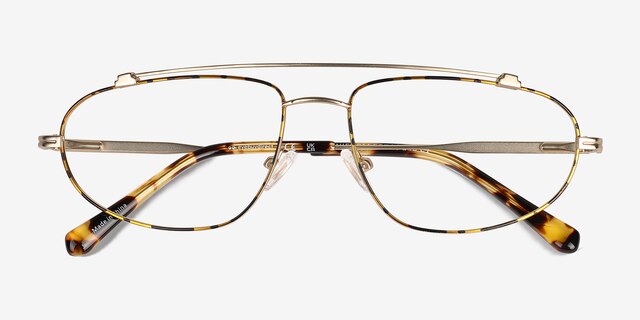 Uniform Satin Gold MétalMontures de lunettes de vue d'EyeBuyDirect, Vue Rapprochée