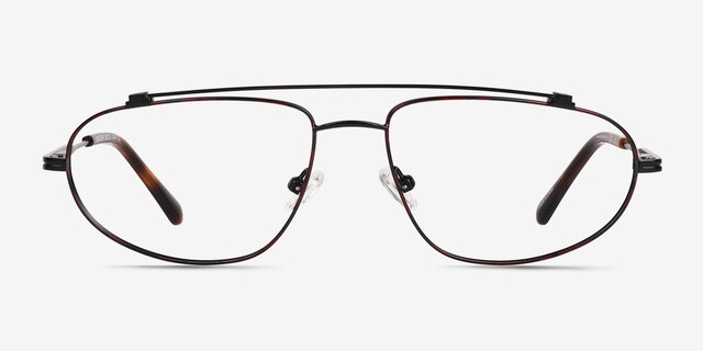 Uniform Matte Black MetalEyeglass Frames from EyeBuyDirect, Front View