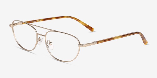 Vic Matt Gold Yellow Tortoise MetalEyeglass Frames from EyeBuyDirect, Angle View