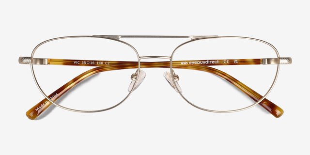 Vic Matt Gold Yellow Tortoise MetalEyeglass Frames from EyeBuyDirect, Closed View