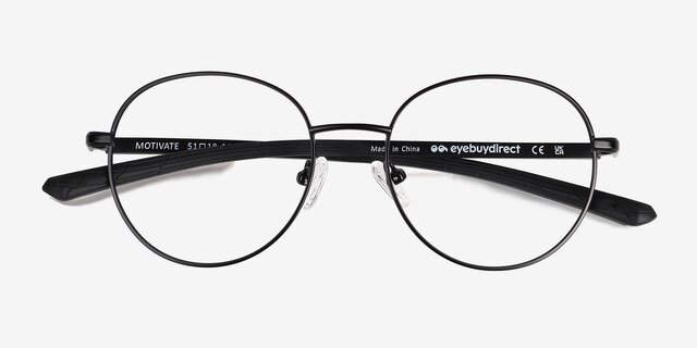 Motivate Matt Black MetalEyeglass Frames from EyeBuyDirect, Closed View