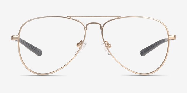 Zest Matt Gold MetalEyeglass Frames from EyeBuyDirect, Front View