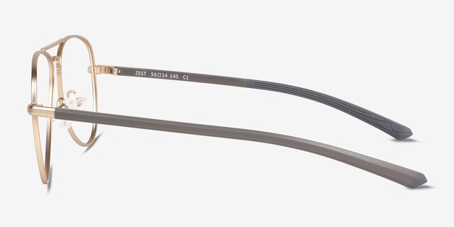 Zest Matt Gold MetalEyeglass Frames from EyeBuyDirect, Side View