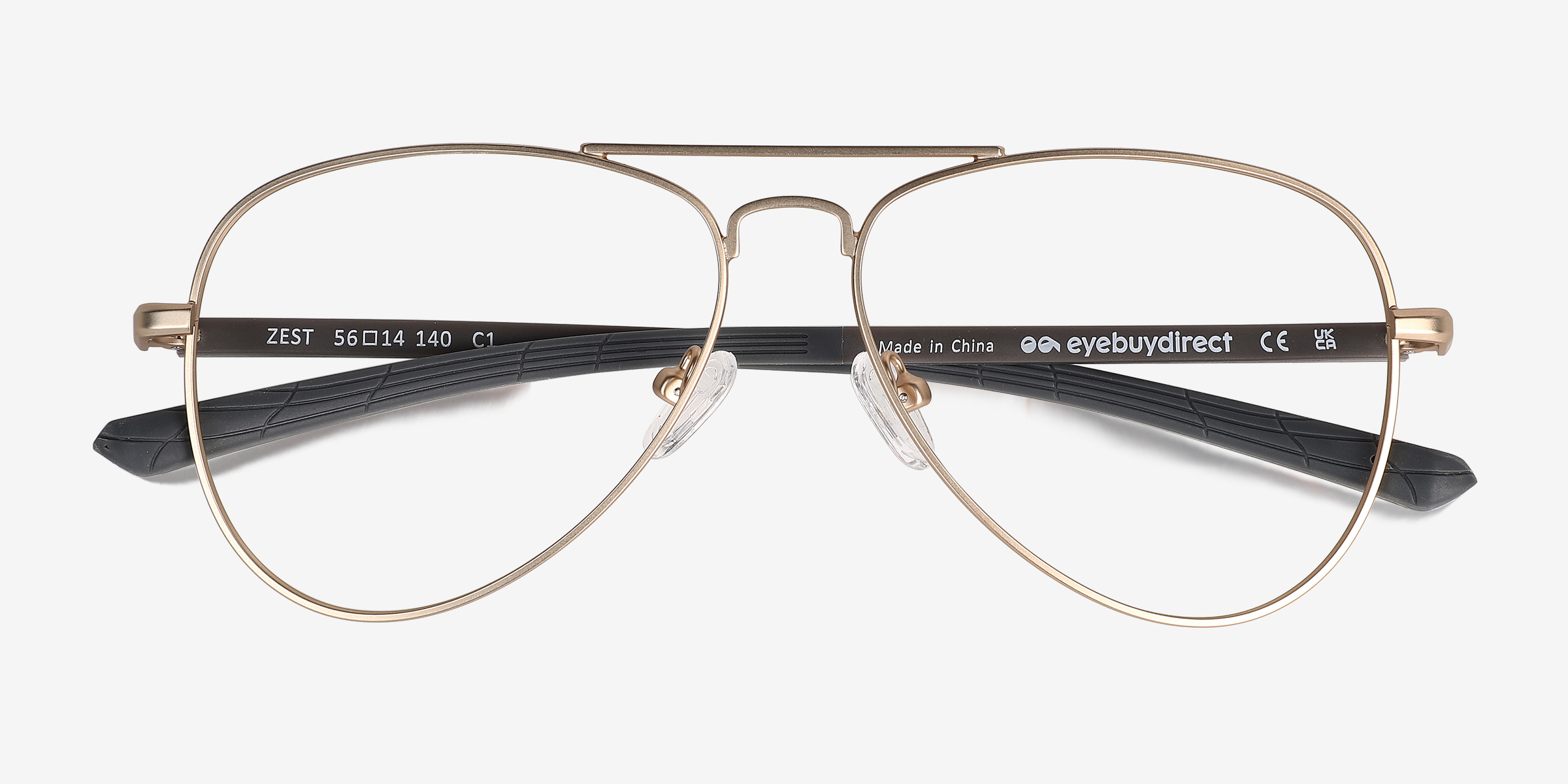 Zest Aviator Matt Gold Full Rim Eyeglasses | Eyebuydirect