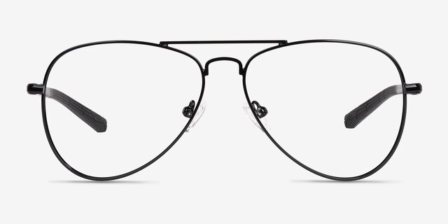 Zest Shiny Black MetalEyeglass Frames from EyeBuyDirect, Front View