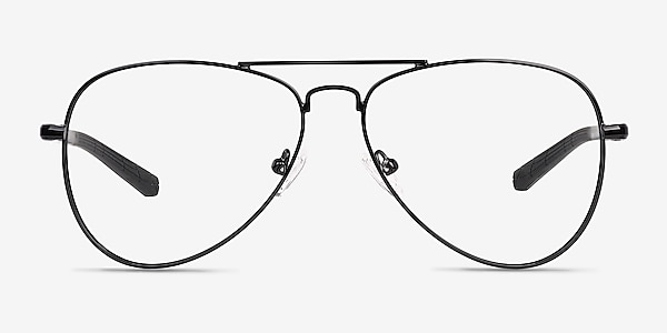 Zest Shiny Black Metal Eyeglass Frames