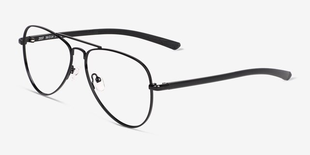 Zest Shiny Black MetalEyeglass Frames from EyeBuyDirect, Angle View