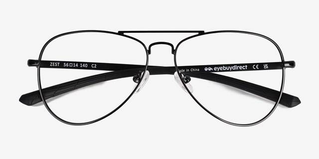 Zest Shiny Black MetalEyeglass Frames from EyeBuyDirect, Closed View