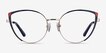 Delilah Shiny Gold Blue MetalEyeglass Frames from EyeBuyDirect, Front View