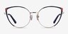 Delilah Shiny Gold Blue MetalEyeglass Frames from EyeBuyDirect, Front View