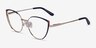 Delilah Shiny Gold Blue MetalEyeglass Frames from EyeBuyDirect, Angle View