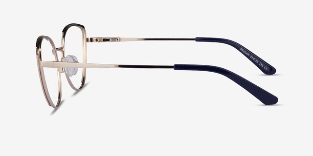 Delilah Shiny Gold Blue MetalEyeglass Frames from EyeBuyDirect, Side View