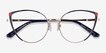 Delilah Shiny Gold Blue MetalEyeglass Frames from EyeBuyDirect, Closed View