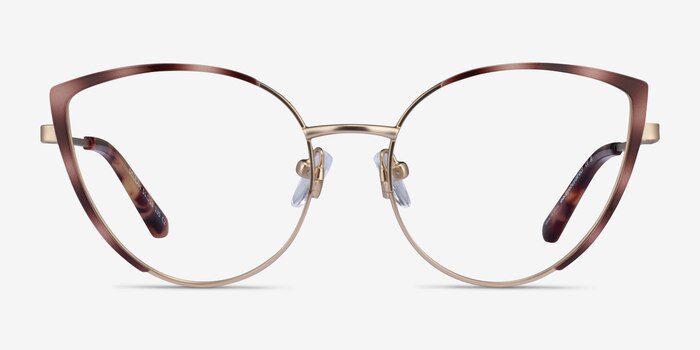 Delilah Matte Gold Tortoise Metal Eyeglass Frames from EyeBuyDirect