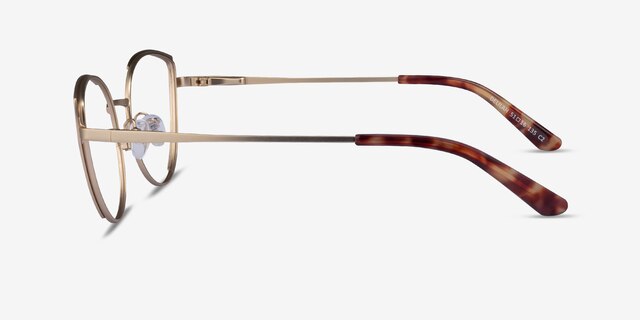 Delilah Matte Gold Tortoise MetalEyeglass Frames from EyeBuyDirect, Side View