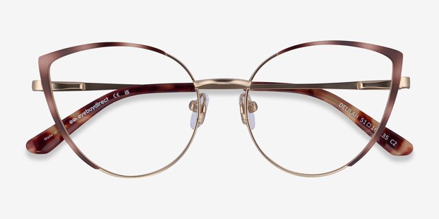 Delilah Matte Gold Tortoise MetalEyeglass Frames from EyeBuyDirect, Closed View