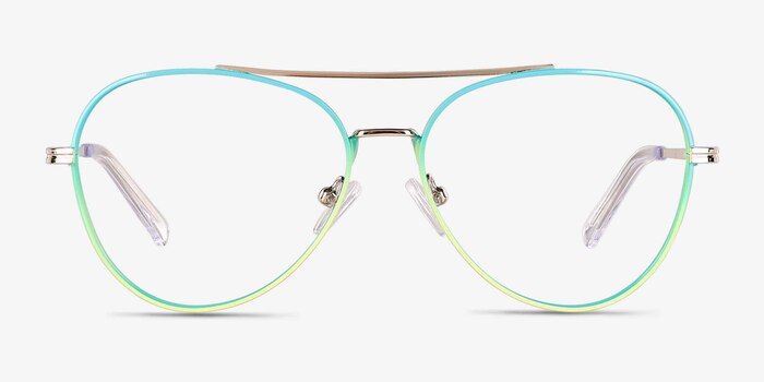 Sparkle Gradient Blue Metal Eyeglass Frames from EyeBuyDirect