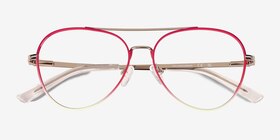 Sparkle Gradient Red Métal Montures de lunettes de vue d'EyeBuyDirect, Vue Rapprochée