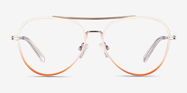 Sparkle Gradient Orange Metal Eyeglass Frames