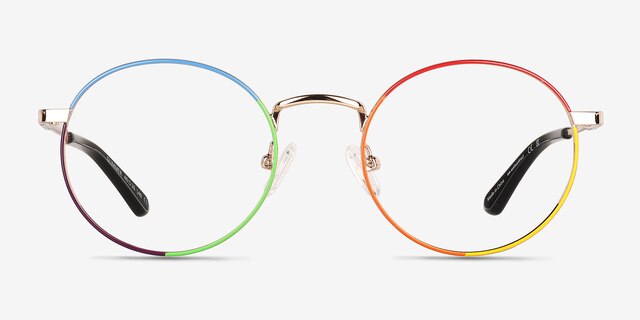 Glimmer Shiny Gold Rainbow MetalEyeglass Frames from EyeBuyDirect, Front View