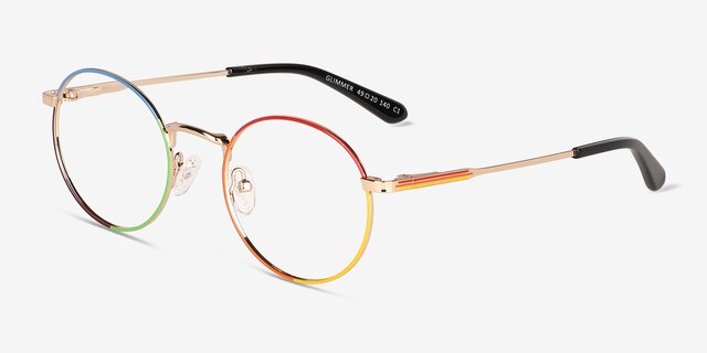 Glimmer Shiny Gold Rainbow MetalEyeglass Frames from EyeBuyDirect, Angle View