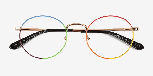 Glimmer Shiny Gold Rainbow MetalEyeglass Frames from EyeBuyDirect, Closed View