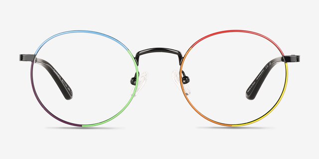 Glimmer Shiny Black Rainbow MetalEyeglass Frames from EyeBuyDirect, Front View