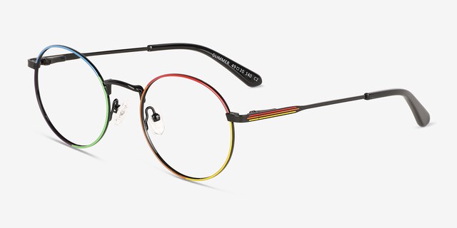 Glimmer Shiny Black Rainbow MetalEyeglass Frames from EyeBuyDirect, Angle View